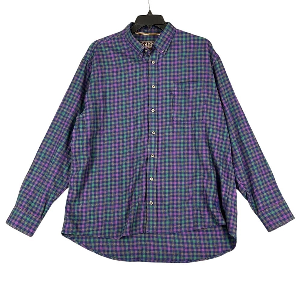 Madison Creek‎ Outfitters Shirt Mens XL Plaid Business Casual Modern Everyday